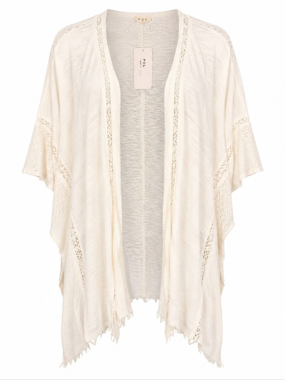 POL | NWT Ivory Cotton Knit Crochet Lace Boho Swim Cover Up Cardigan | M